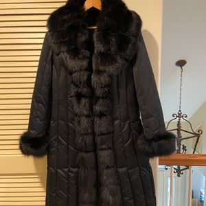 St John rabbit dyed fur trimmed coat